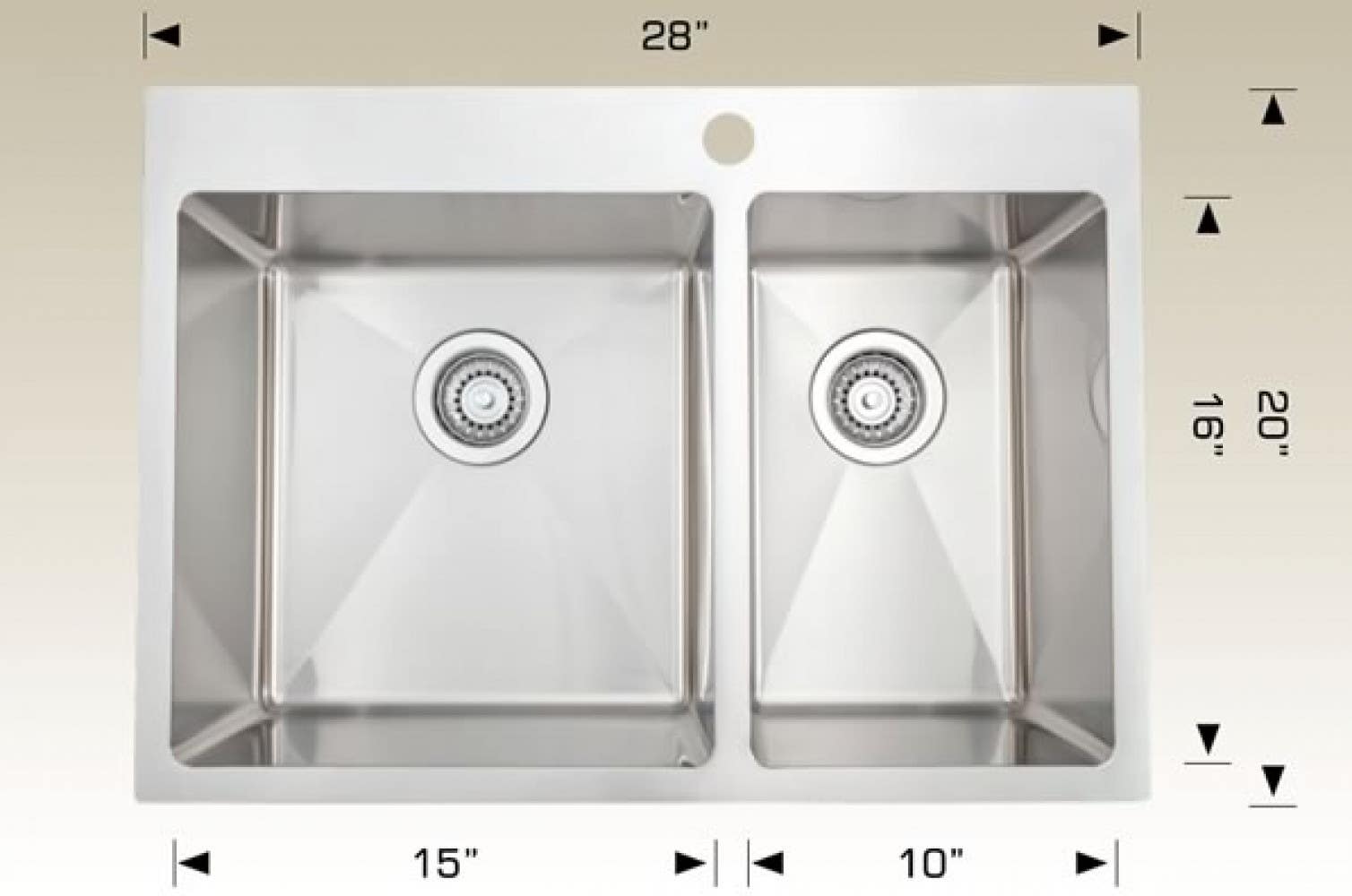 American Imaginations AI-34577 28-in. W CSA Approved Stainless Steel Kitchen Sink With 2 Bowl And 18 Gauge