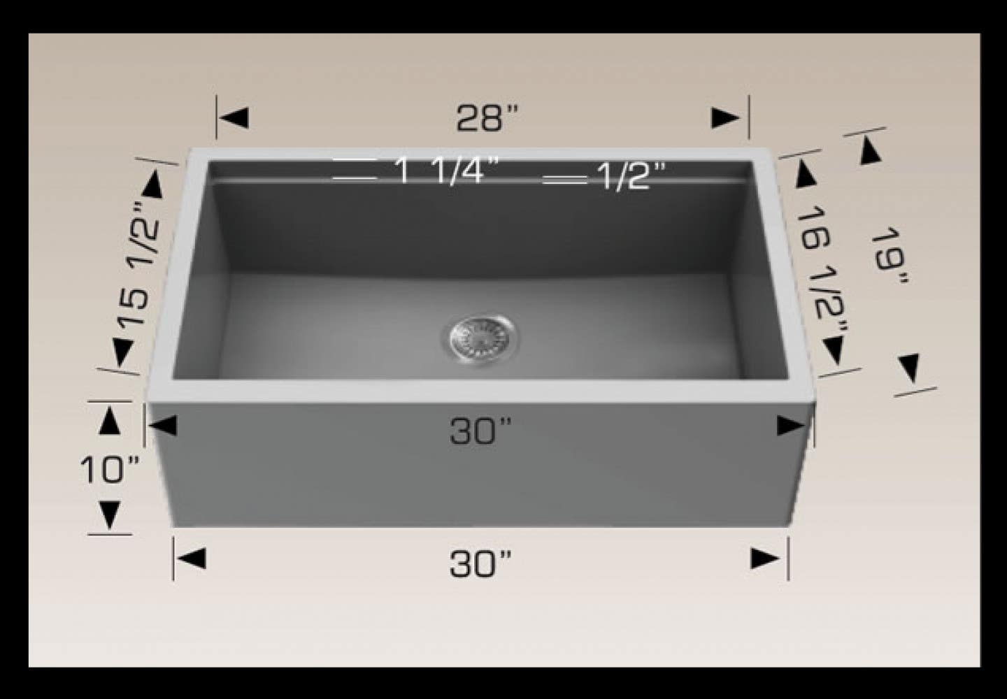 American Imaginations AI-34578 30-in. W CSA Approved Grey Granite Composite Kitchen Sink With 1 Bowl