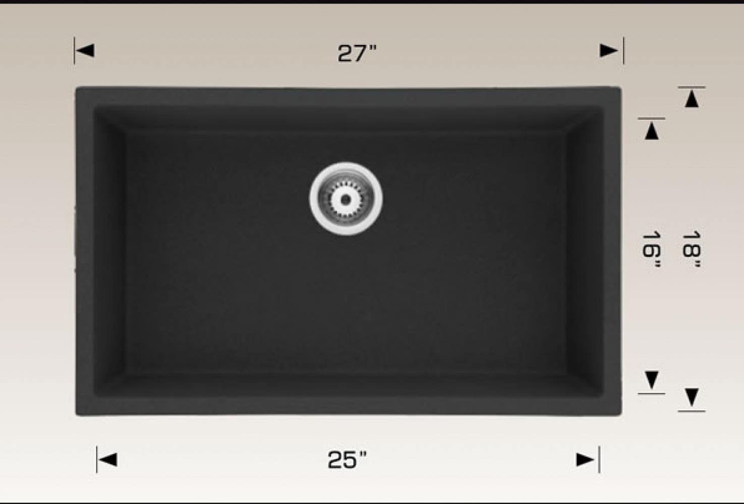 American Imaginations AI-34579 27-in. W CSA Approved Black Granite Composite Kitchen Sink With 1 Bowl