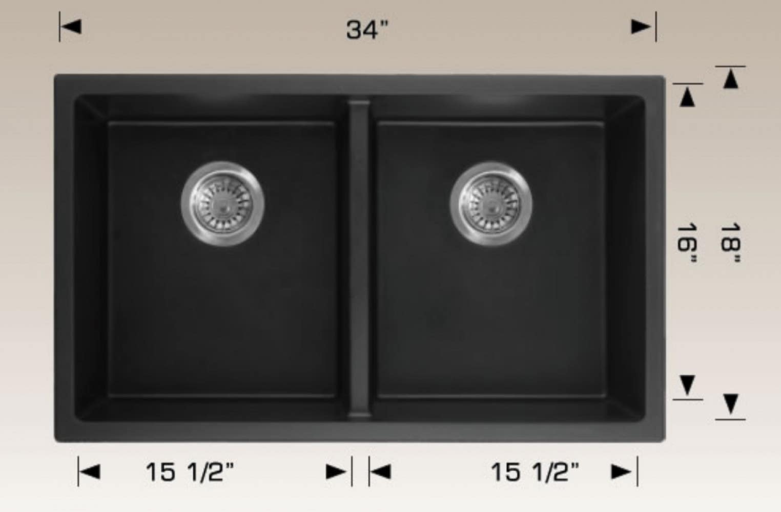 American Imaginations AI-34656 34-in. W CSA Approved Coffee Kitchen Sink With 2 Bowl