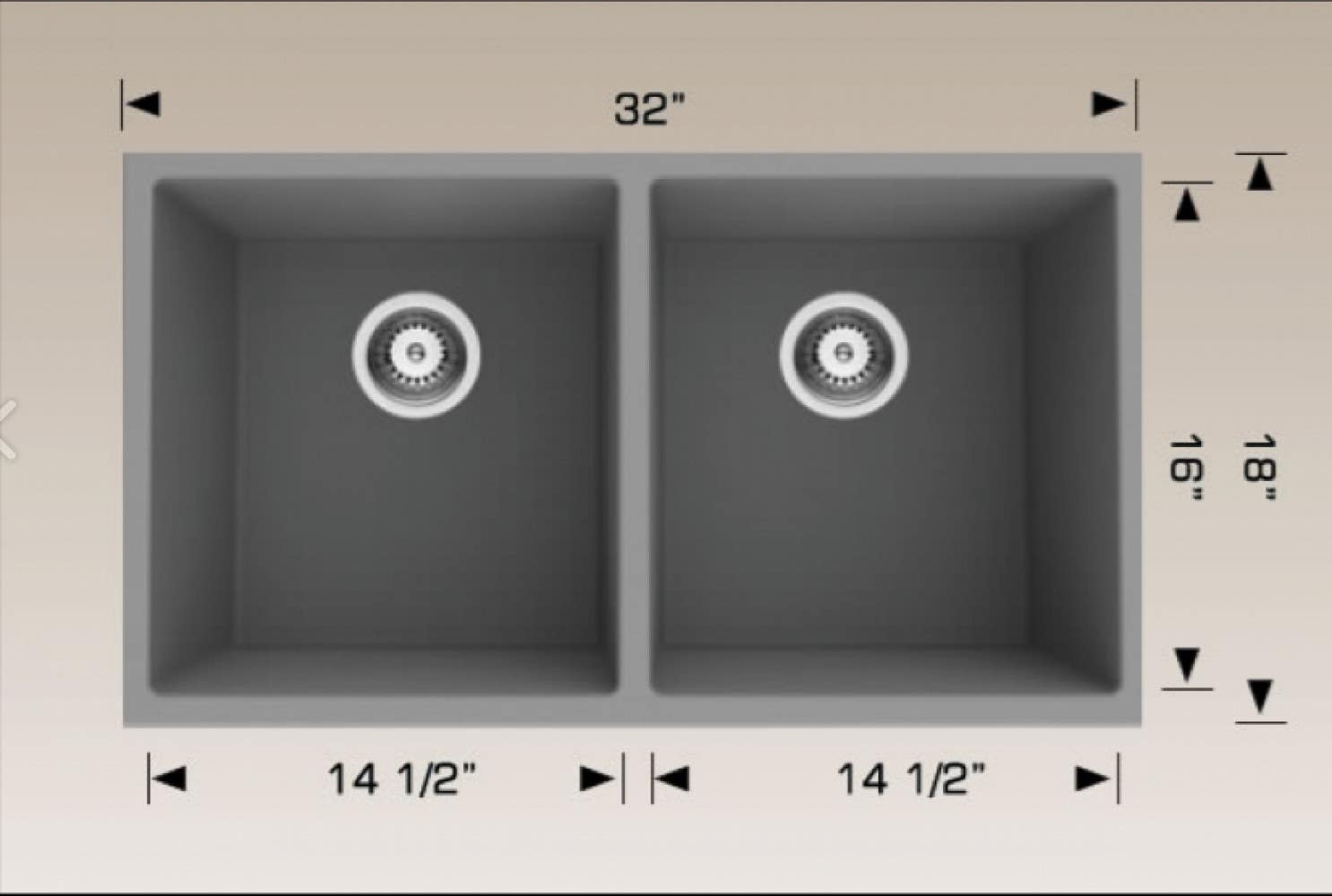 American Imaginations AI-34760 32-in. W CSA Approved Coffee Kitchen Sink With 2 Bowl