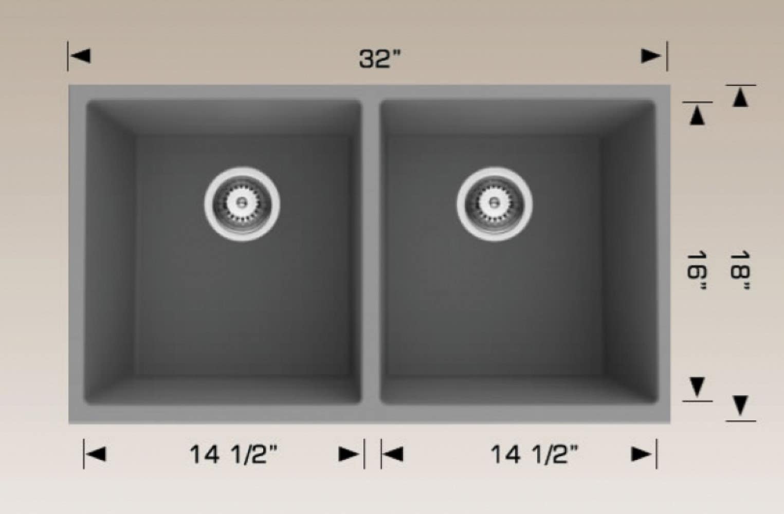 American Imaginations AI-34762 32-in. W CSA Approved Coffee Kitchen Sink With 2 Bowl