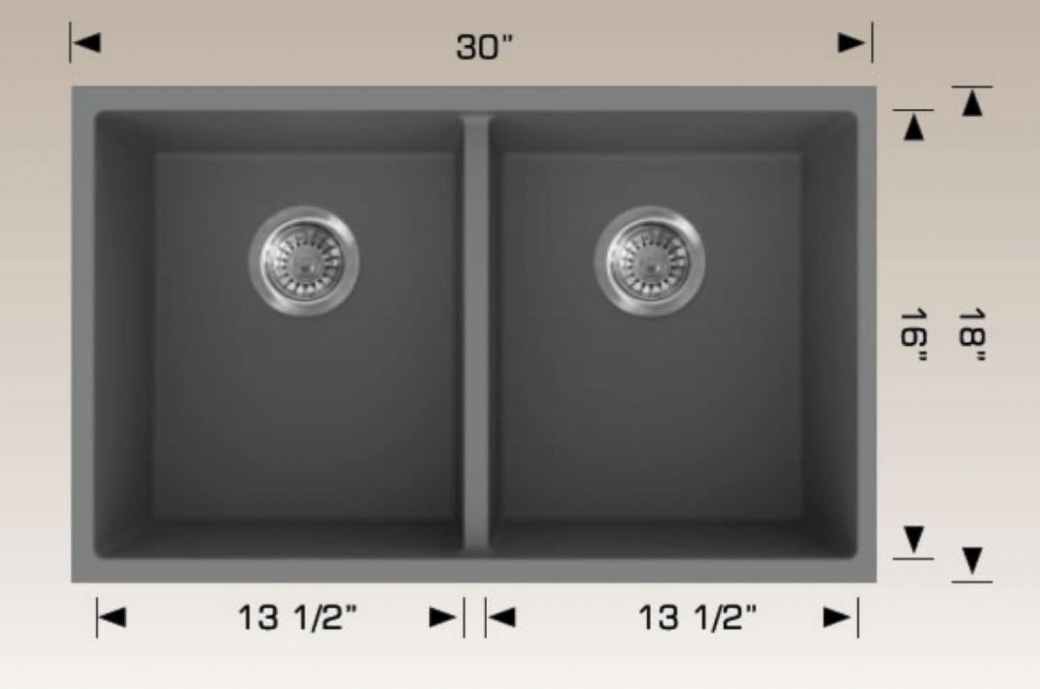 American Imaginations AI-34765 32-in. W CSA Approved Coffee Kitchen Sink With 2 Bowl