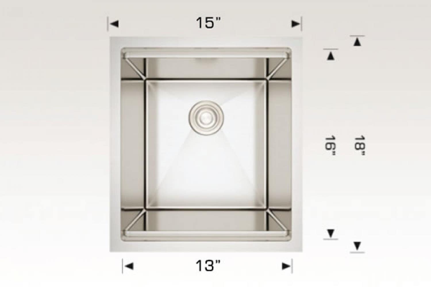 American Imaginations AI-34383 15-in. W CSA Approved Stainless Steel Kitchen Sink With 1 Bowl And 16 Gauge