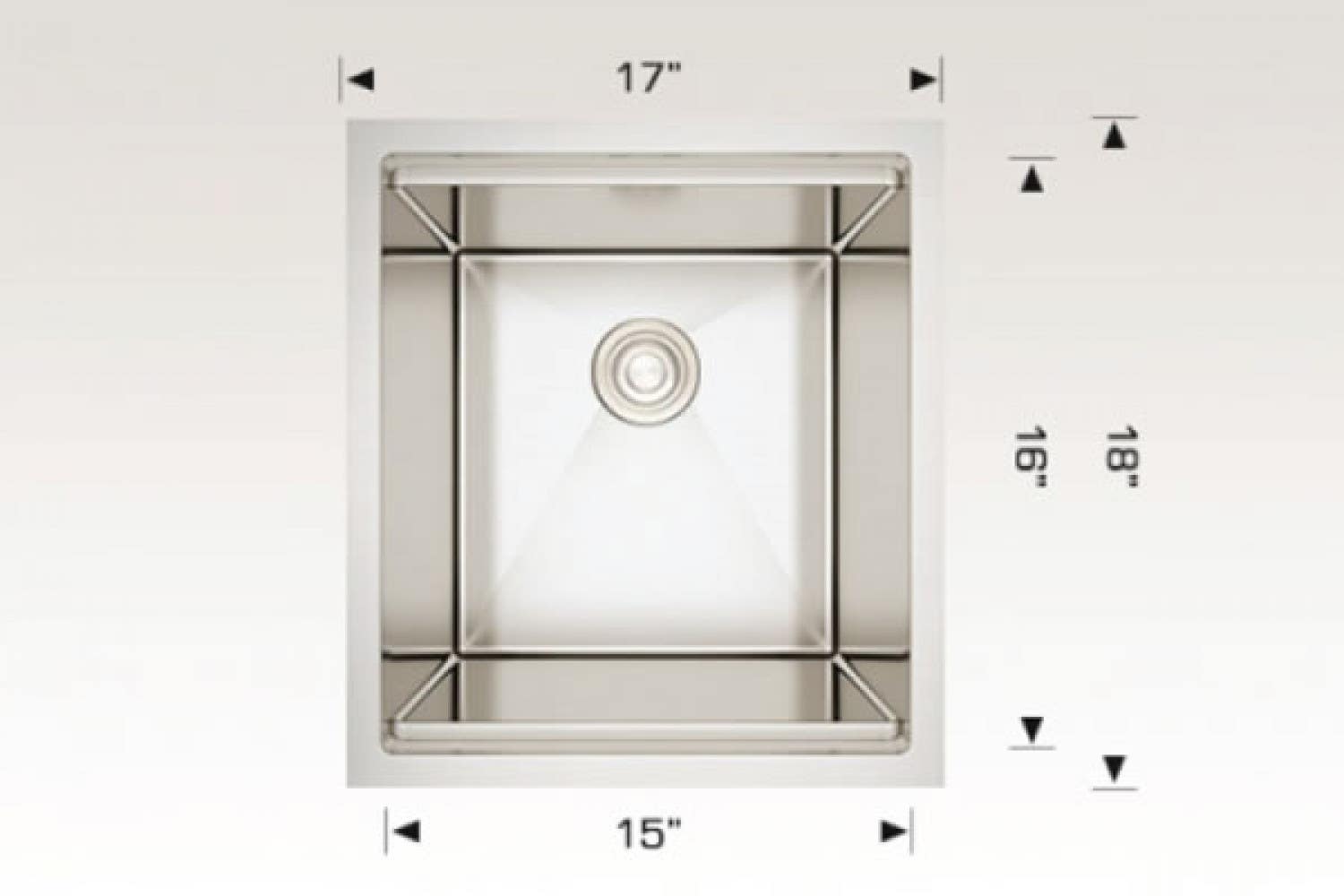 American Imaginations AI-34385 17-in. W Stainless Steel Kitchen Sink With 1 Bowl And 16 Gauge