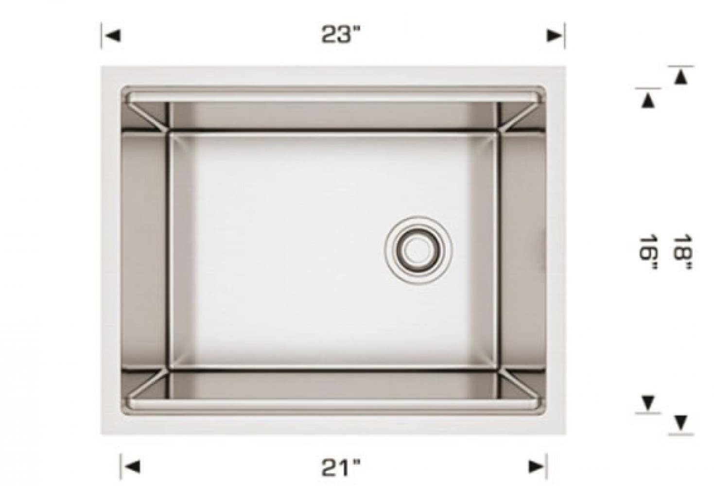 American Imaginations AI-34390 23-in. W Stainless Steel Kitchen Sink With 1 Bowl And 16 Gauge