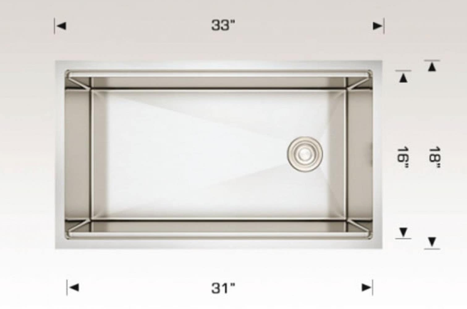 American Imaginations AI-34395 33-in. W Stainless Steel Kitchen Sink With 1 Bowl And 16 Gauge