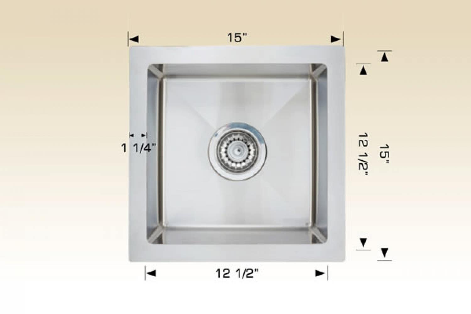 American Imaginations AI-34396 15-in. W Stainless Steel Kitchen Sink With 1 Bowl And 18 Gauge