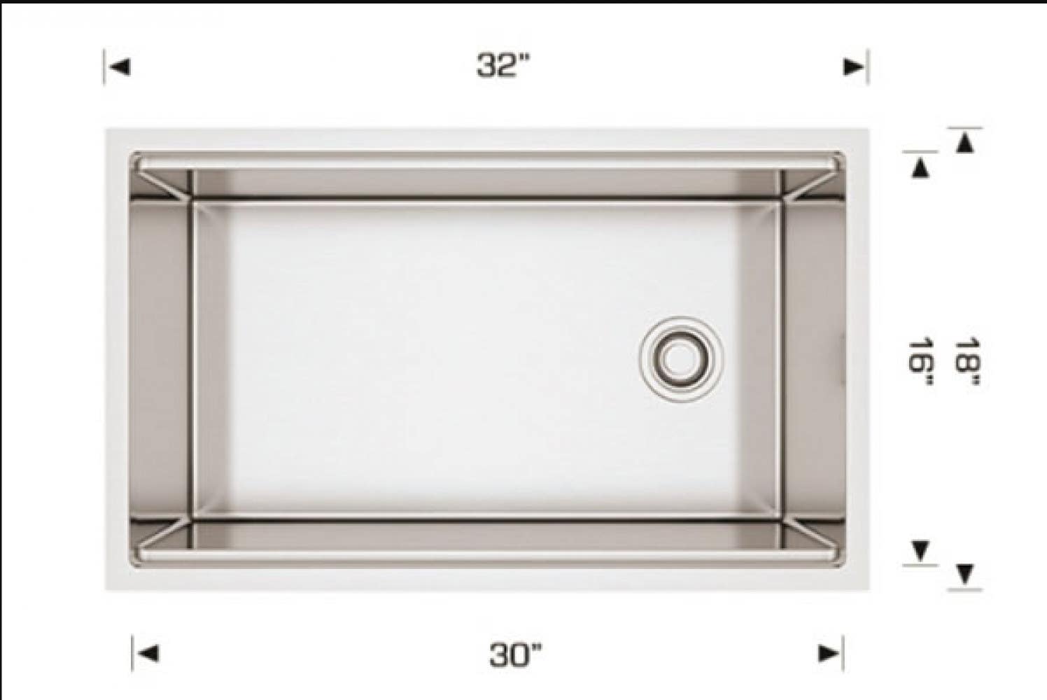 American Imaginations AI-34405 32-in. W Stainless Steel Kitchen Sink With 1 Bowl And 16 Gauge