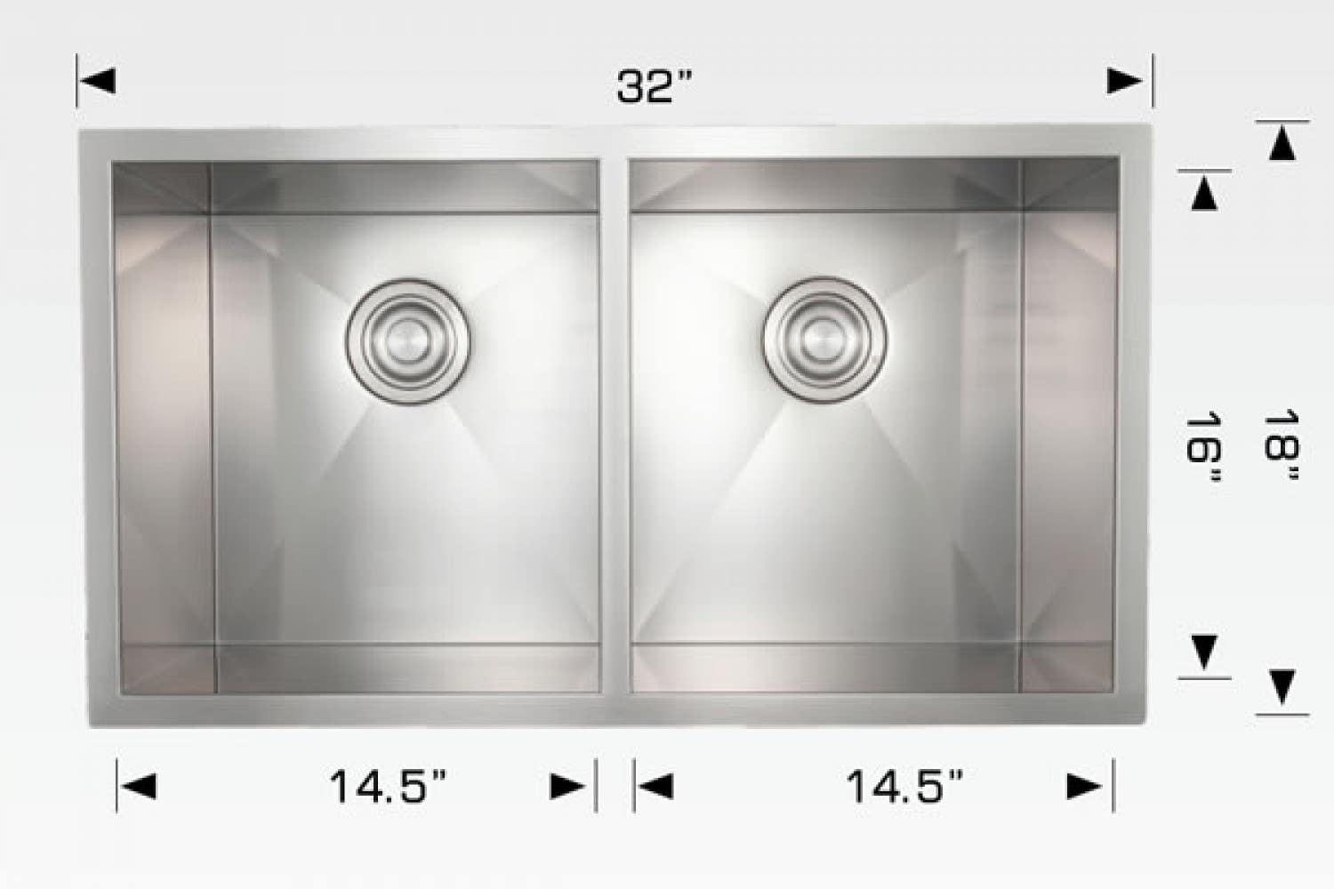 American Imaginations AI-34406 32-in. W CSA Approved Stainless Steel Kitchen Sink With 2 Bowl And 18 Gauge