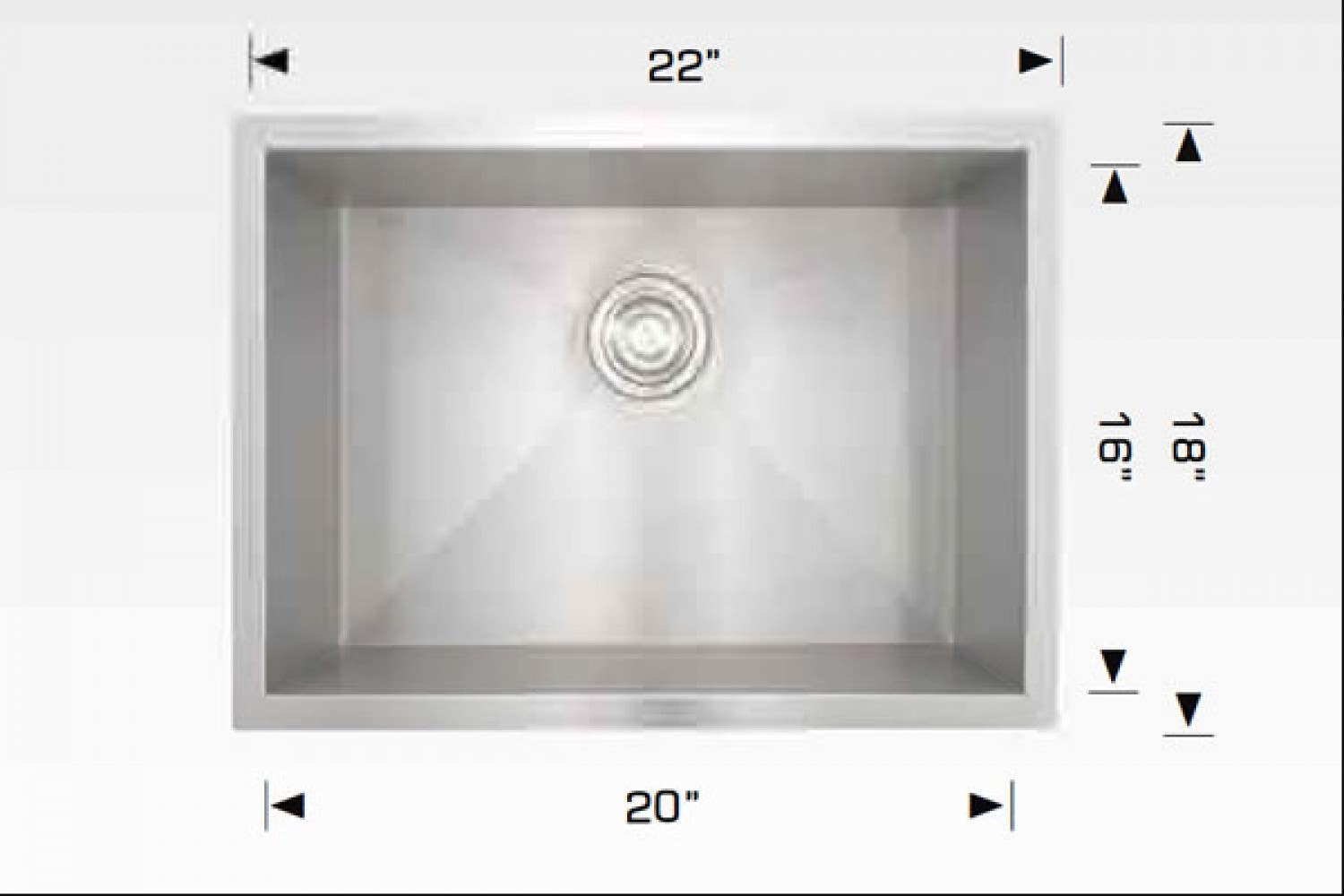 American Imaginations AI-34410 22-in. W Stainless Steel Kitchen Sink With 1 Bowl And 18 Gauge