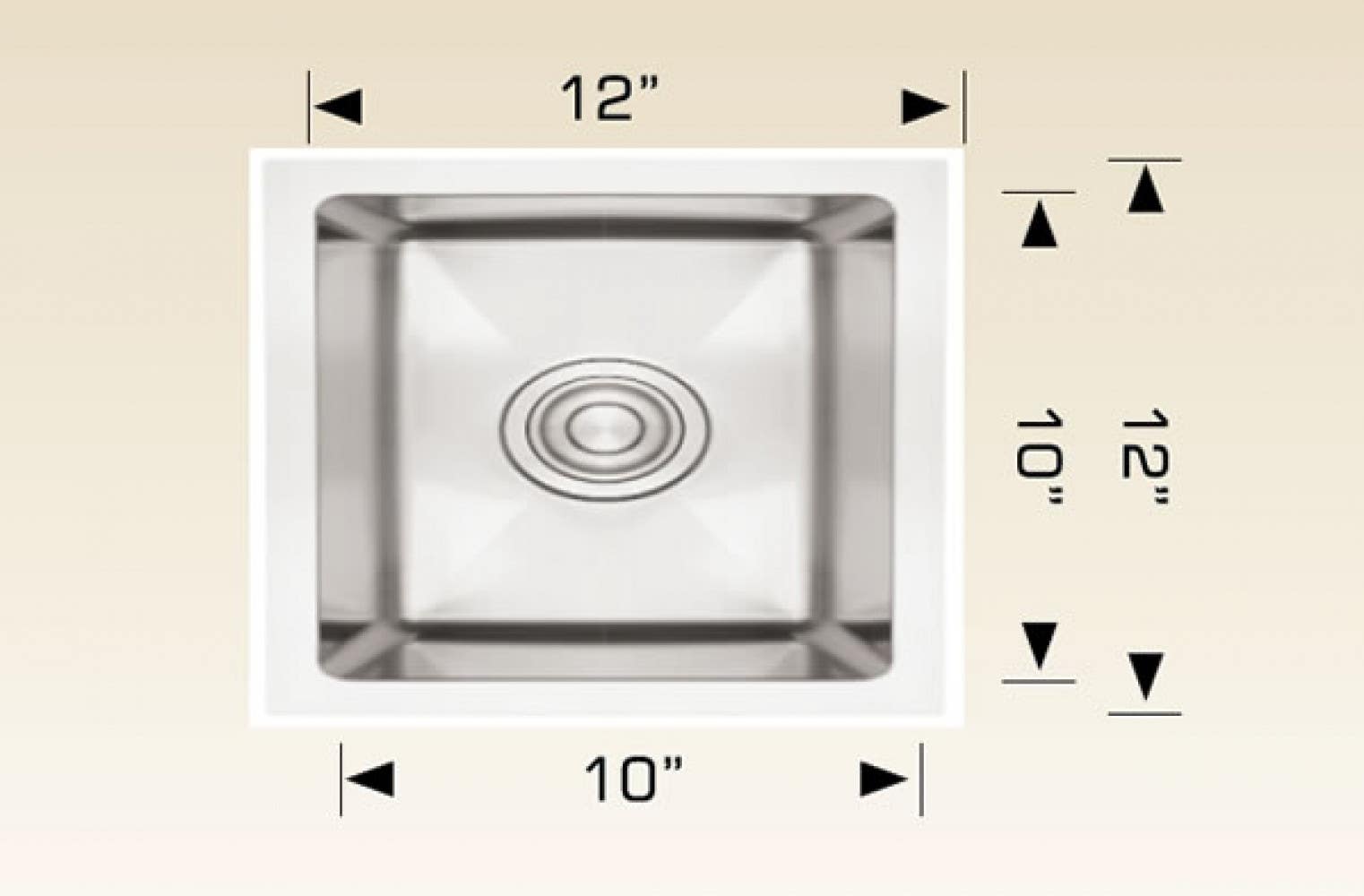 American Imaginations AI-34412 12-in. W Stainless Steel Kitchen Sink With 1 Bowl And 16 Gauge