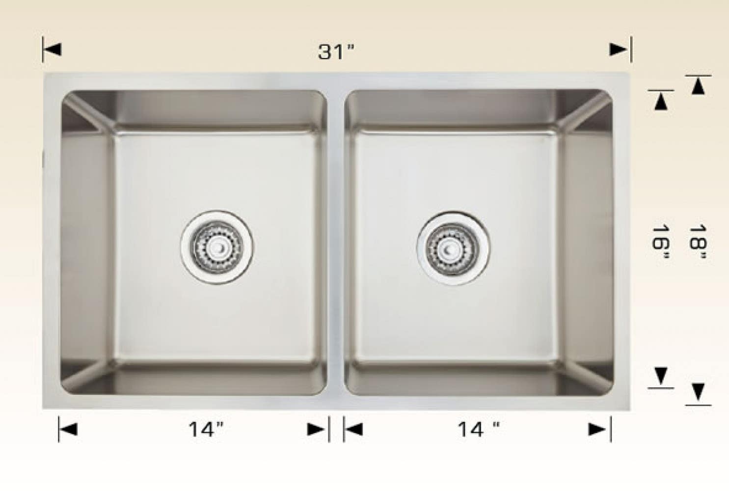 American Imaginations AI-34437 31-in. W CSA Approved Stainless Steel Kitchen Sink With 2 Bowl And 18 Gauge