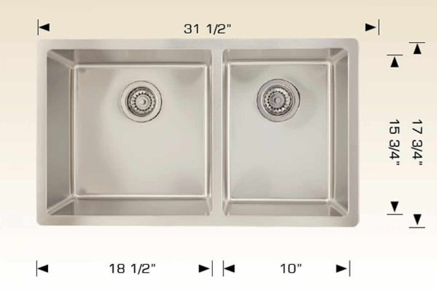 American Imaginations AI-34441 31.5-in. W CSA Approved Stainless Steel Kitchen Sink With 2 Bowl And 18 Gauge