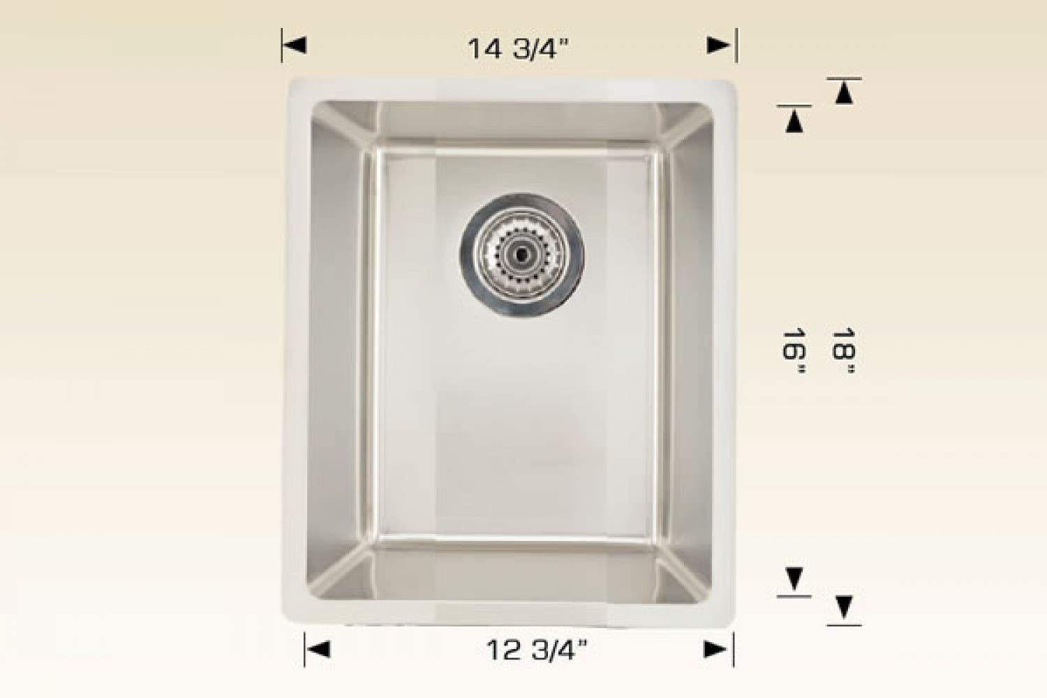 American Imaginations AI-34444 14.75-in. W CSA Approved Stainless Steel Kitchen Sink With 1 Bowl And 18 Gauge