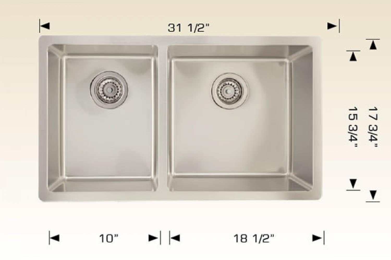 American Imaginations AI-34446 31.5-in. W Stainless Steel Kitchen Sink With 2 Bowl And 18 Gauge