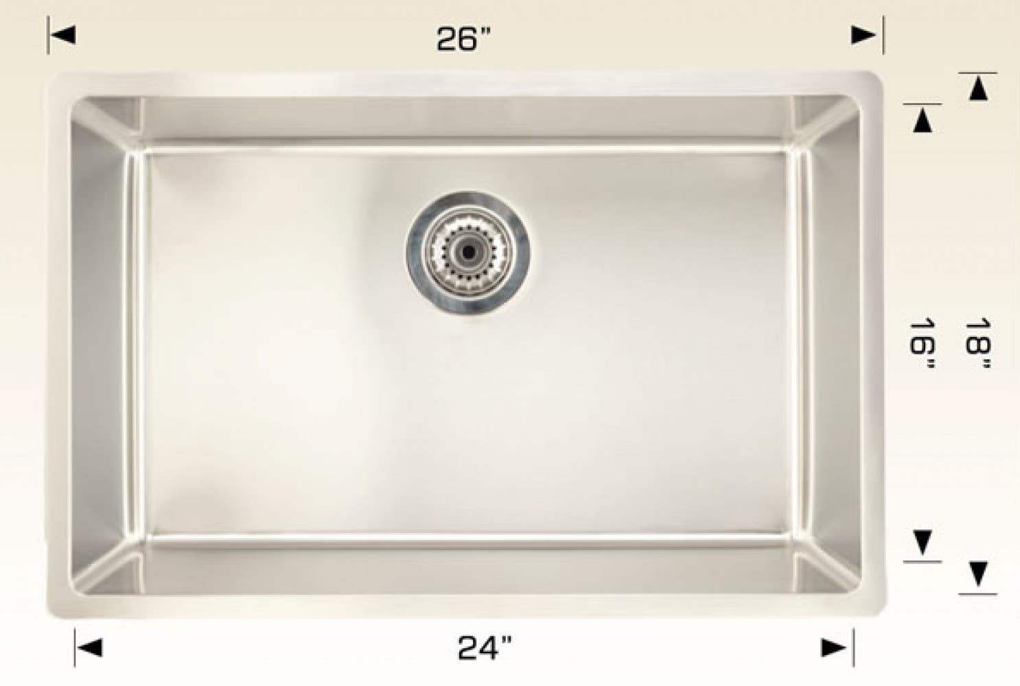 American Imaginations AI-34447 26-in. W Stainless Steel Kitchen Sink With 1 Bowl And 18 Gauge