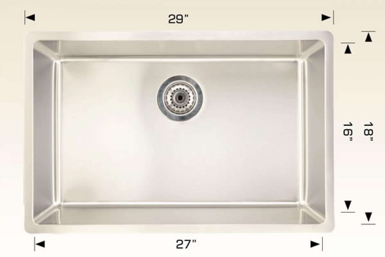 American Imaginations AI-34448 29-in. W CSA Approved Stainless Steel Kitchen Sink With 1 Bowl And 18 Gauge
