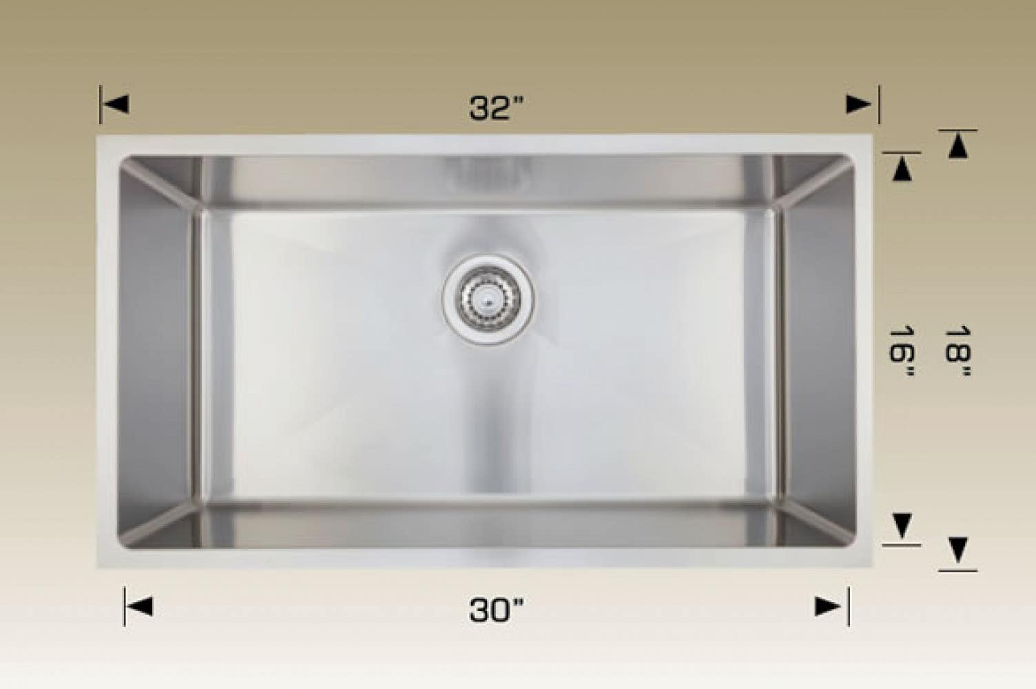 American Imaginations AI-34453 32-in. W CSA Approved Stainless Steel Kitchen Sink With 1 Bowl And 18 Gauge