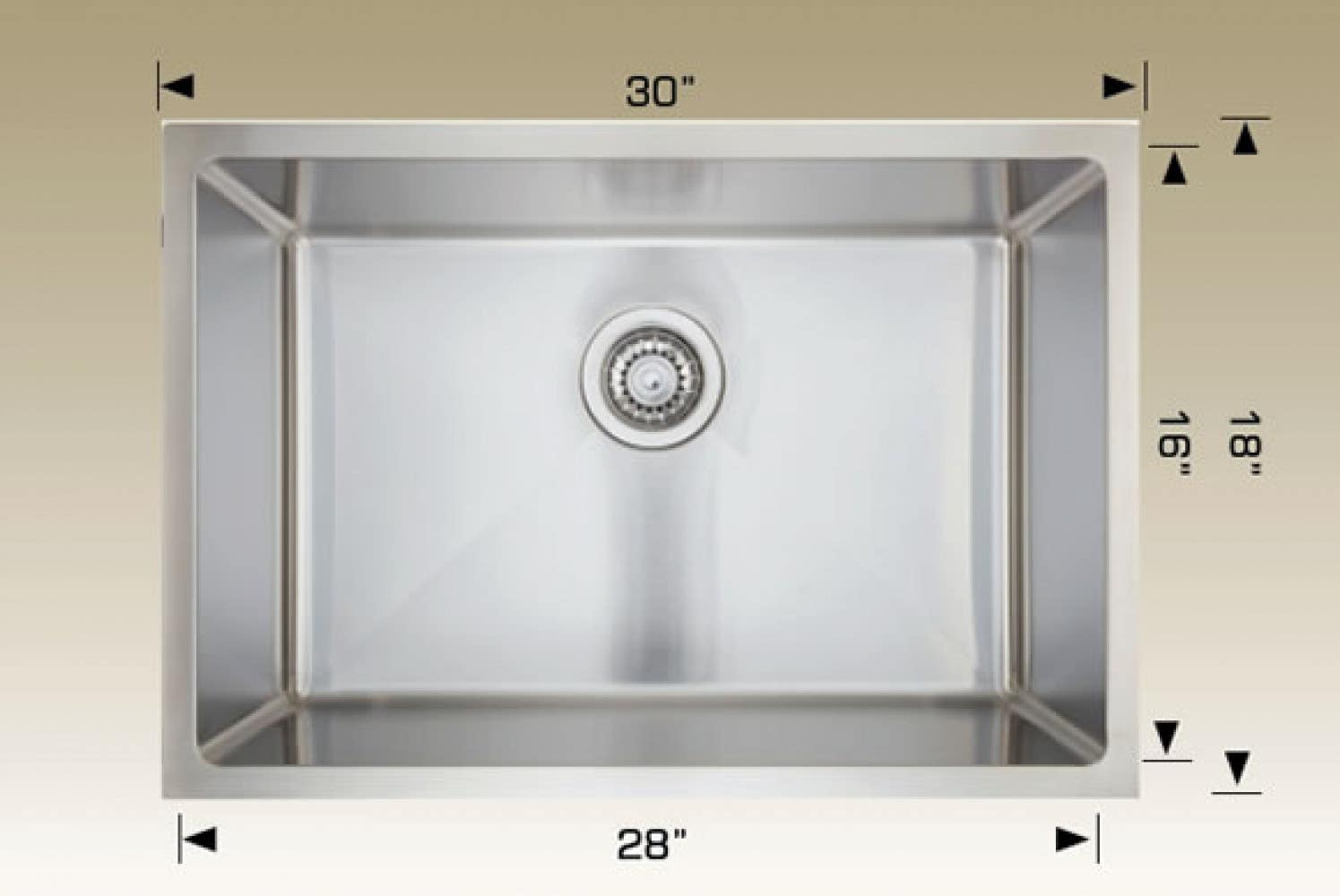 American Imaginations AI-34455 30-in. W CSA Approved Stainless Steel Kitchen Sink With 1 Bowl And 18 Gauge