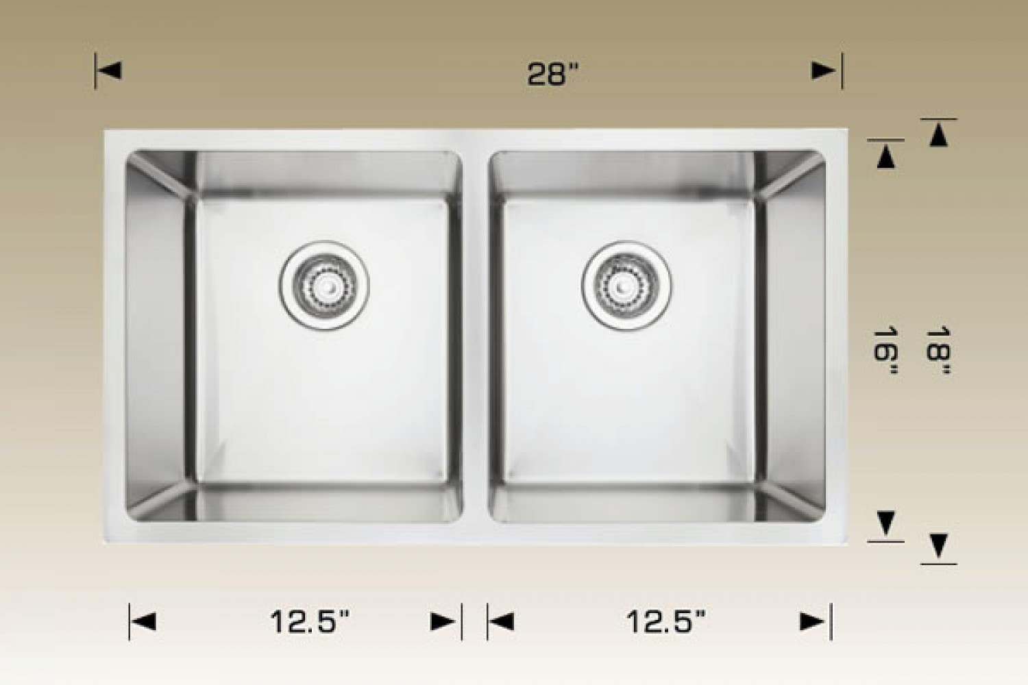 American Imaginations AI-34457 28-in. W CSA Approved Stainless Steel Kitchen Sink With 2 Bowl And 18 Gauge