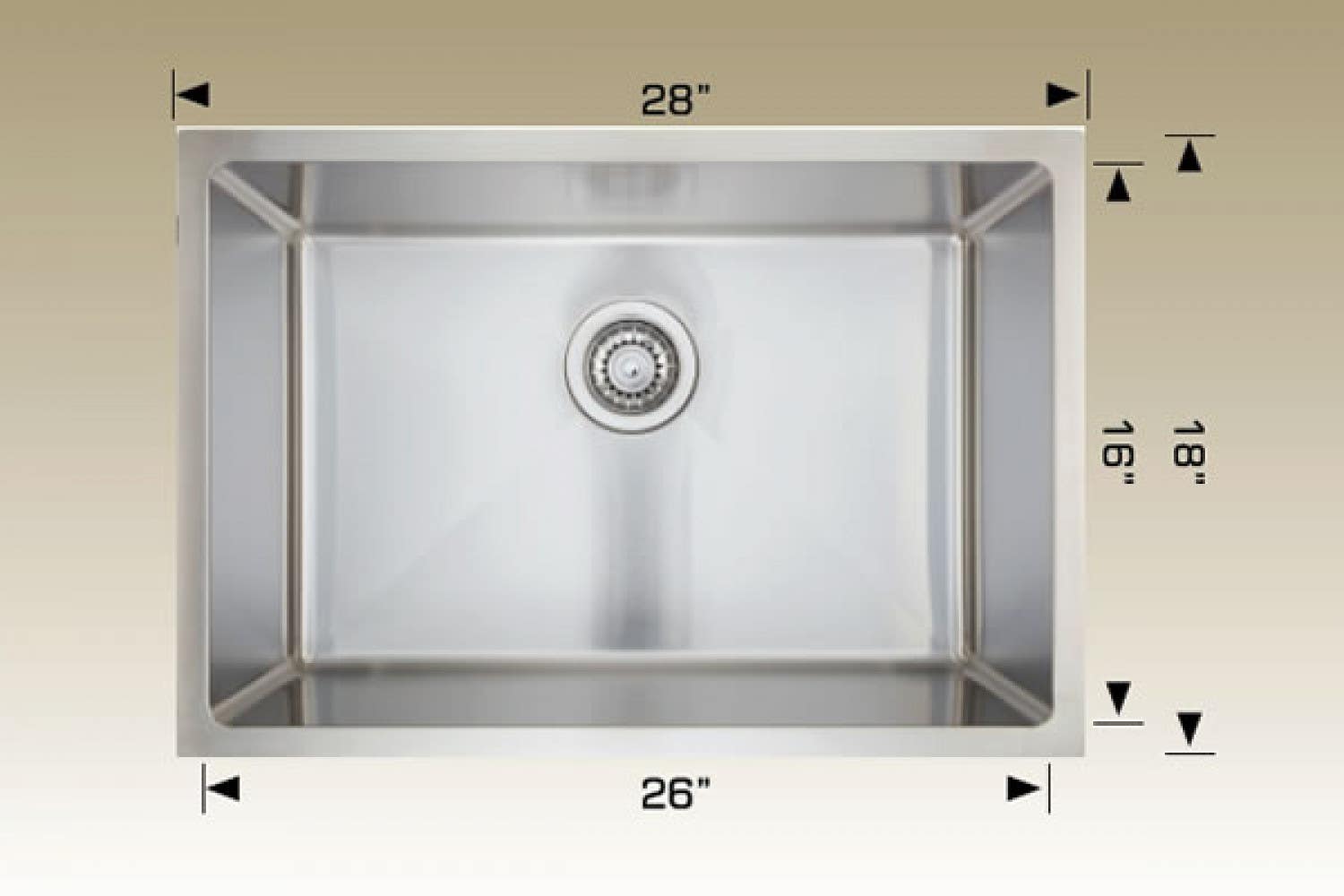 American Imaginations AI-34458 28-in. W Stainless Steel Kitchen Sink With 1 Bowl And 18 Gauge