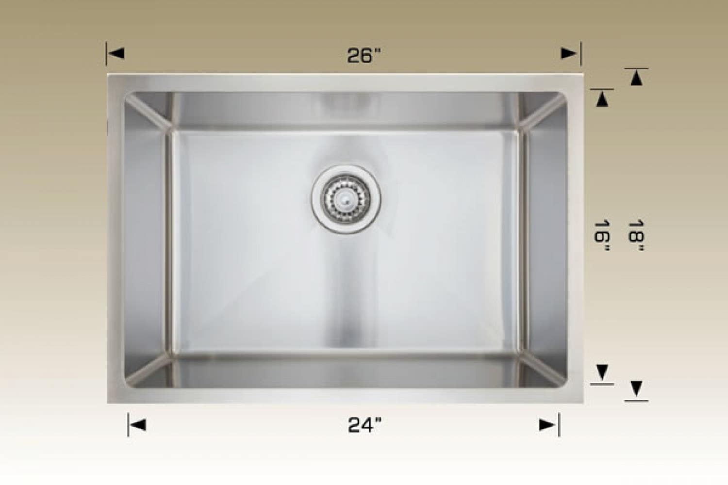 American Imaginations AI-34460 26-in. W Stainless Steel Kitchen Sink With 1 Bowl And 18 Gauge