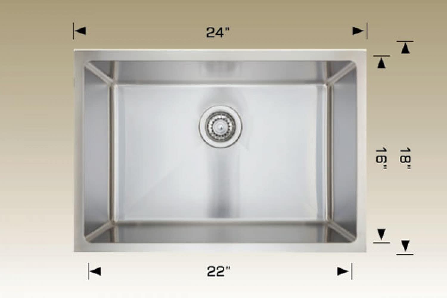 American Imaginations AI-34464 24-in. W CSA Approved Stainless Steel Kitchen Sink With 1 Bowl And 18 Gauge