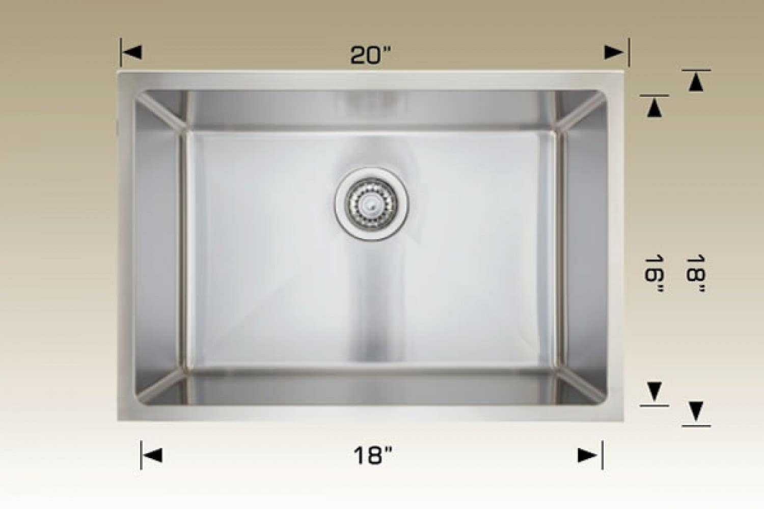 American Imaginations AI-34465 20-in. W Stainless Steel Kitchen Sink With 1 Bowl And 18 Gauge