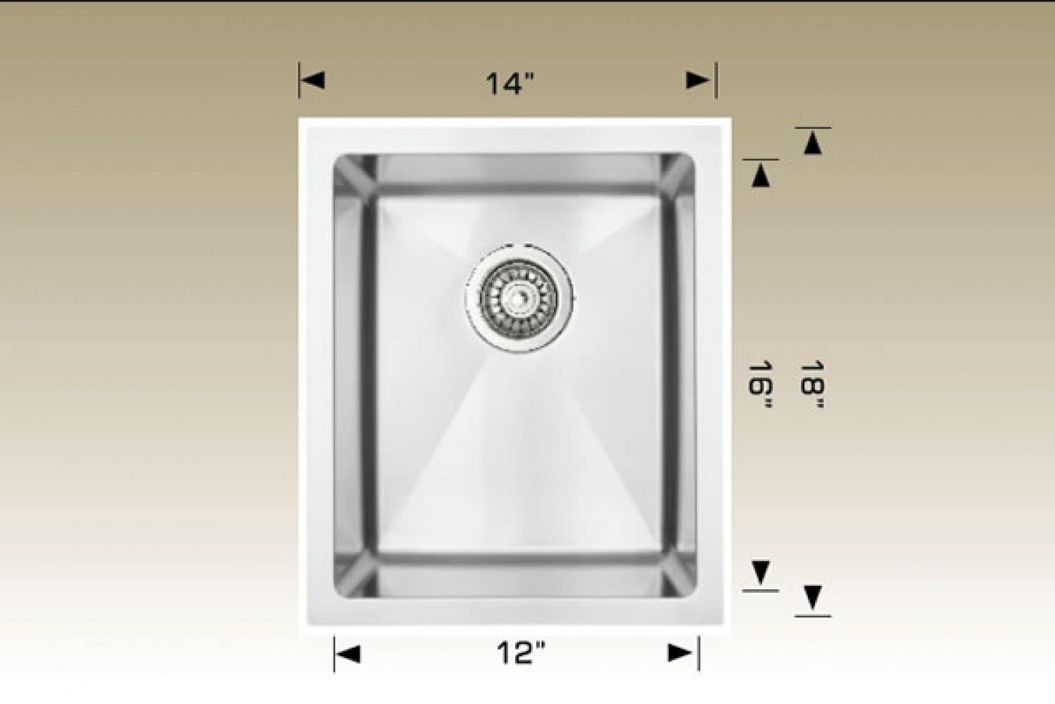 American Imaginations AI-34467 14-in. W Stainless Steel Kitchen Sink With 1 Bowl And 18 Gauge