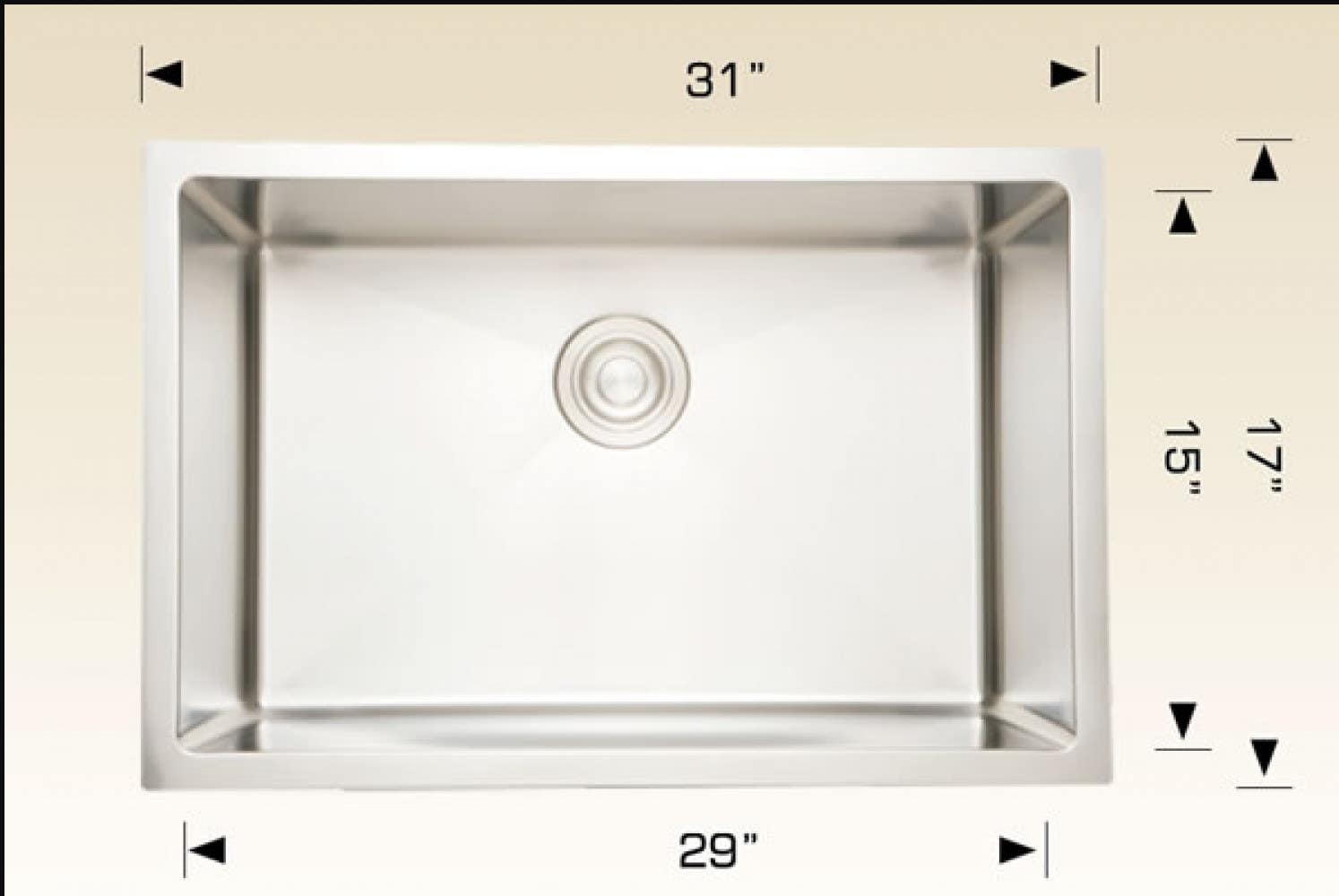 American Imaginations AI-34416 31-in. W Stainless Steel Kitchen Sink With 1 Bowl And 16 Gauge