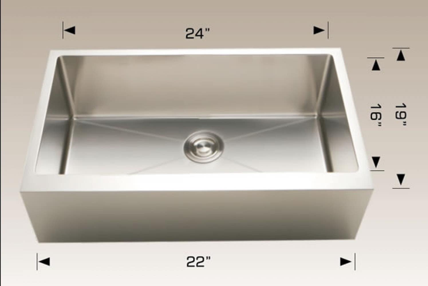 American Imaginations AI-34417 24-in. W Stainless Steel Kitchen Sink With 1 Bowl And 16 Gauge