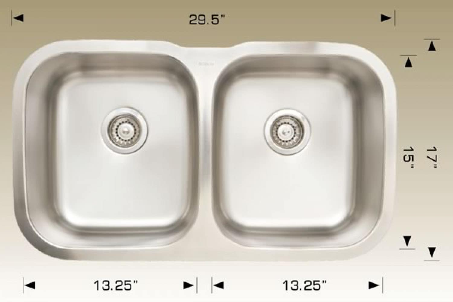 American Imaginations AI-34419 29.5-in. W CSA Approved Stainless Steel Kitchen Sink With 2 Bowl And 18 Gauge