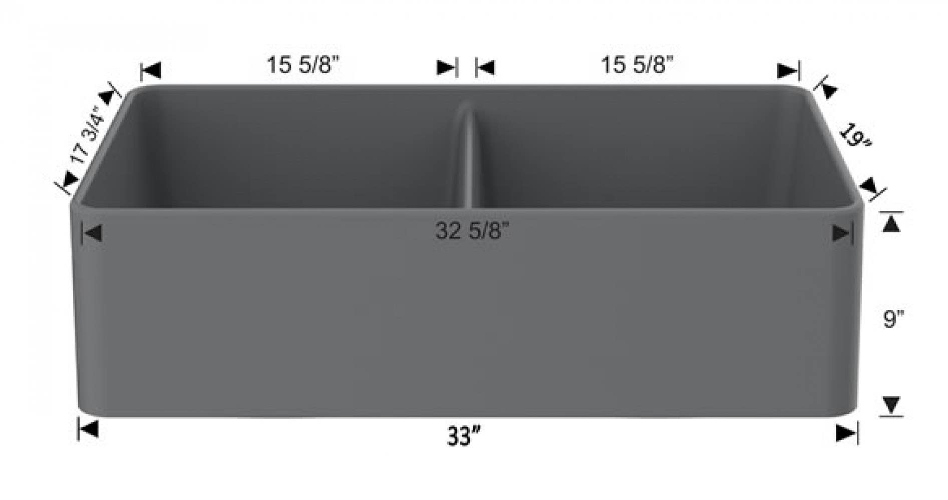 American Imaginations AI-34420 33-in. W Black Granite Composite Kitchen Sink With 2 Bowl