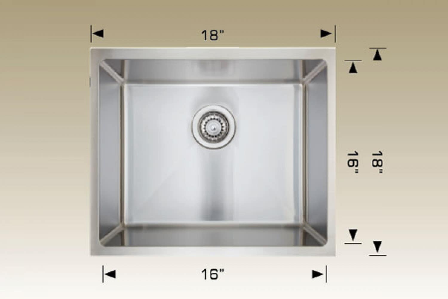 American Imaginations AI-34469 18-in. W Stainless Steel Kitchen Sink With 1 Bowl And 18 Gauge