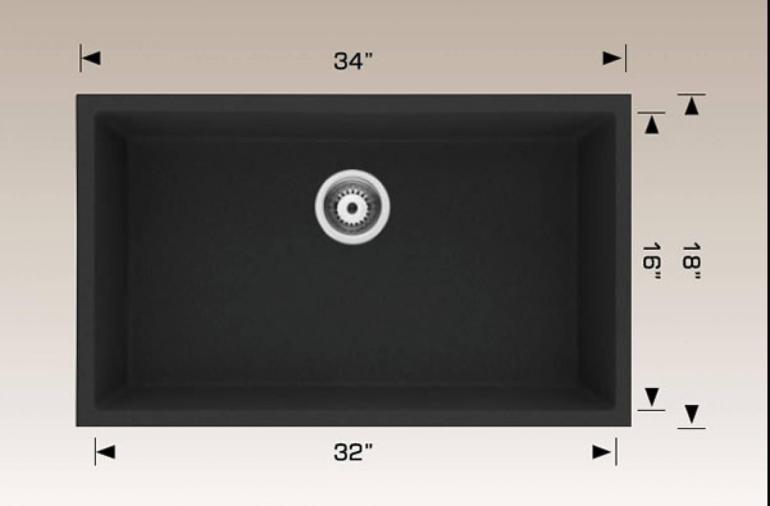 American Imaginations AI-34471 34-in. W CSA Approved Black Granite Composite Kitchen Sink With 1 Bowl