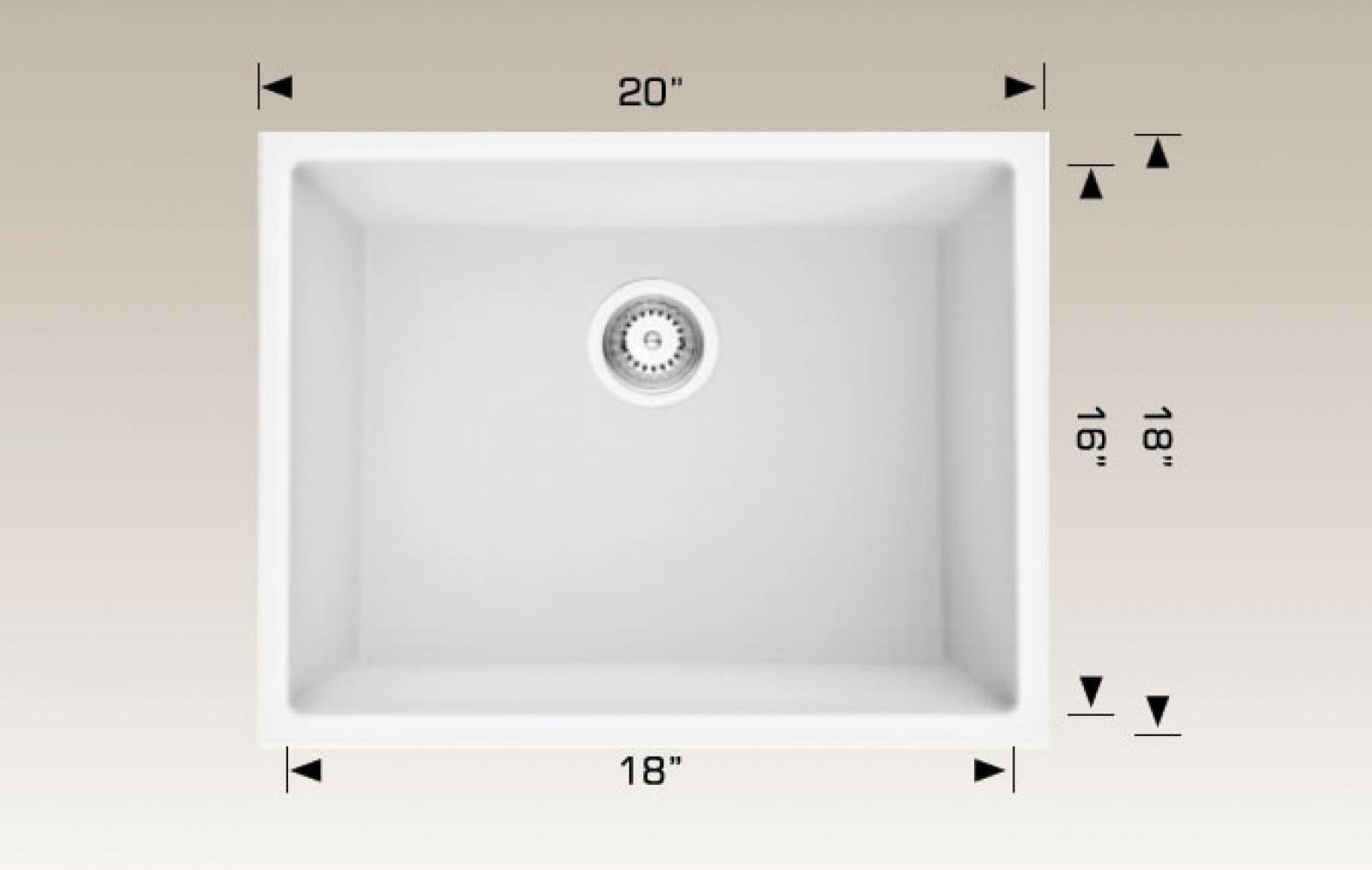 American Imaginations AI-34474 20-in. W CSA Approved White Granite Composite Kitchen Sink With 1 Bowl