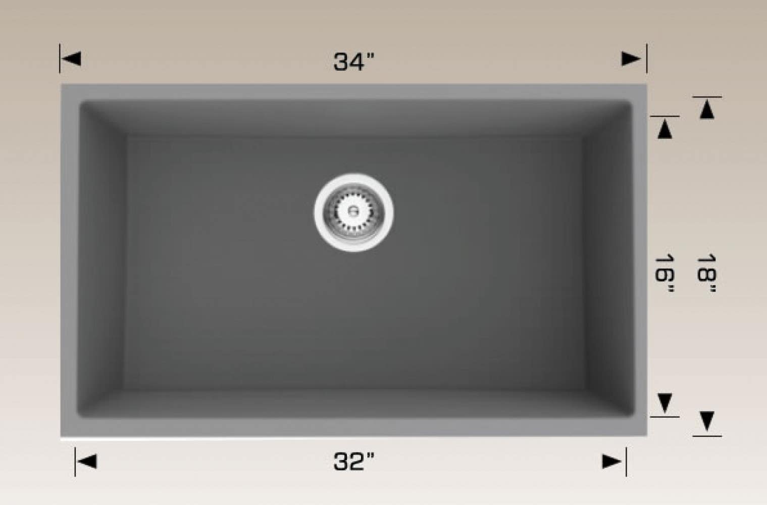 American Imaginations AI-34475 34-in. W CSA Approved Grey Granite Composite Kitchen Sink With 1 Bowl