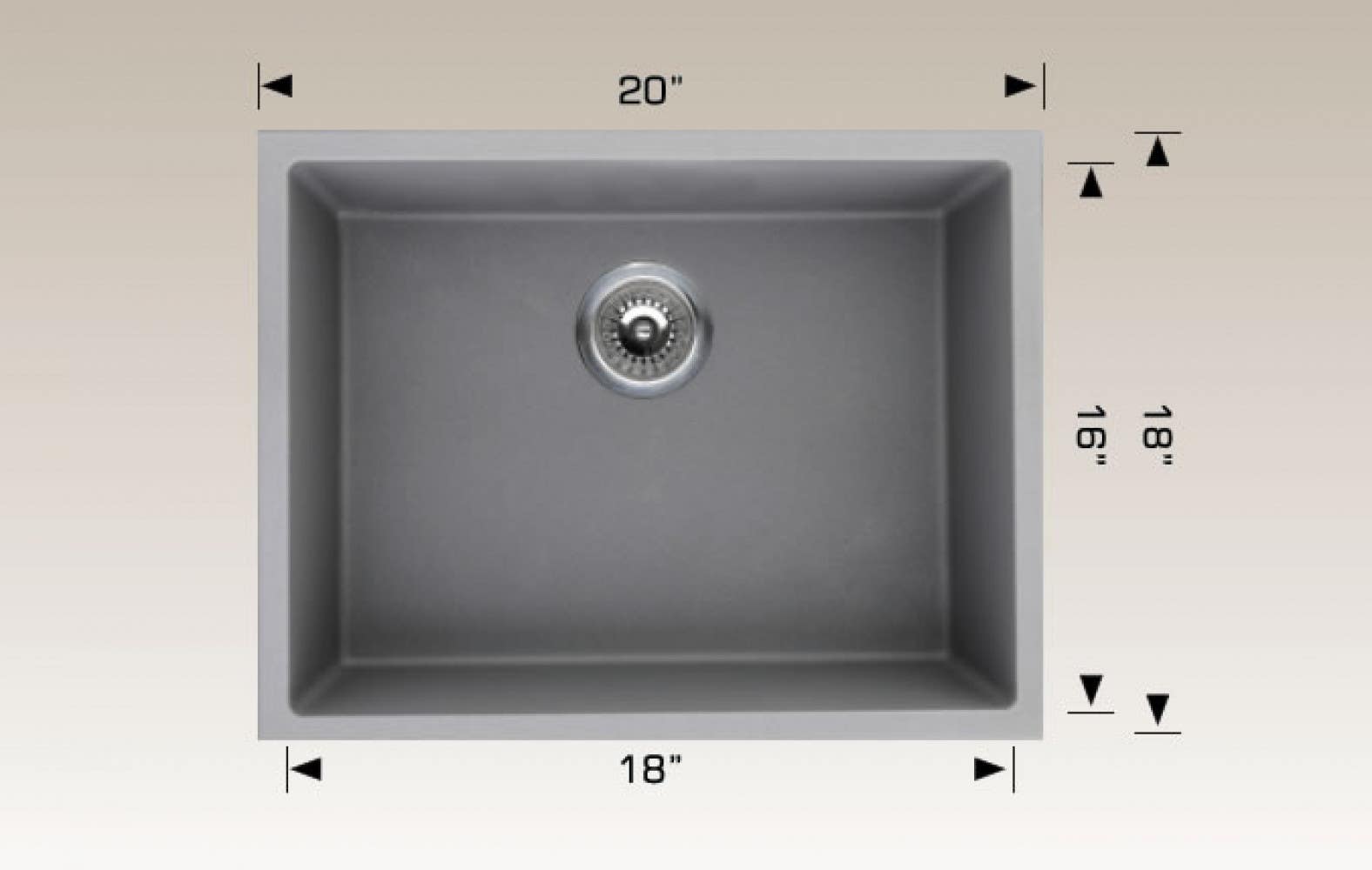 American Imaginations AI-34476 20-in. W Grey Granite Composite Kitchen Sink With 1 Bowl