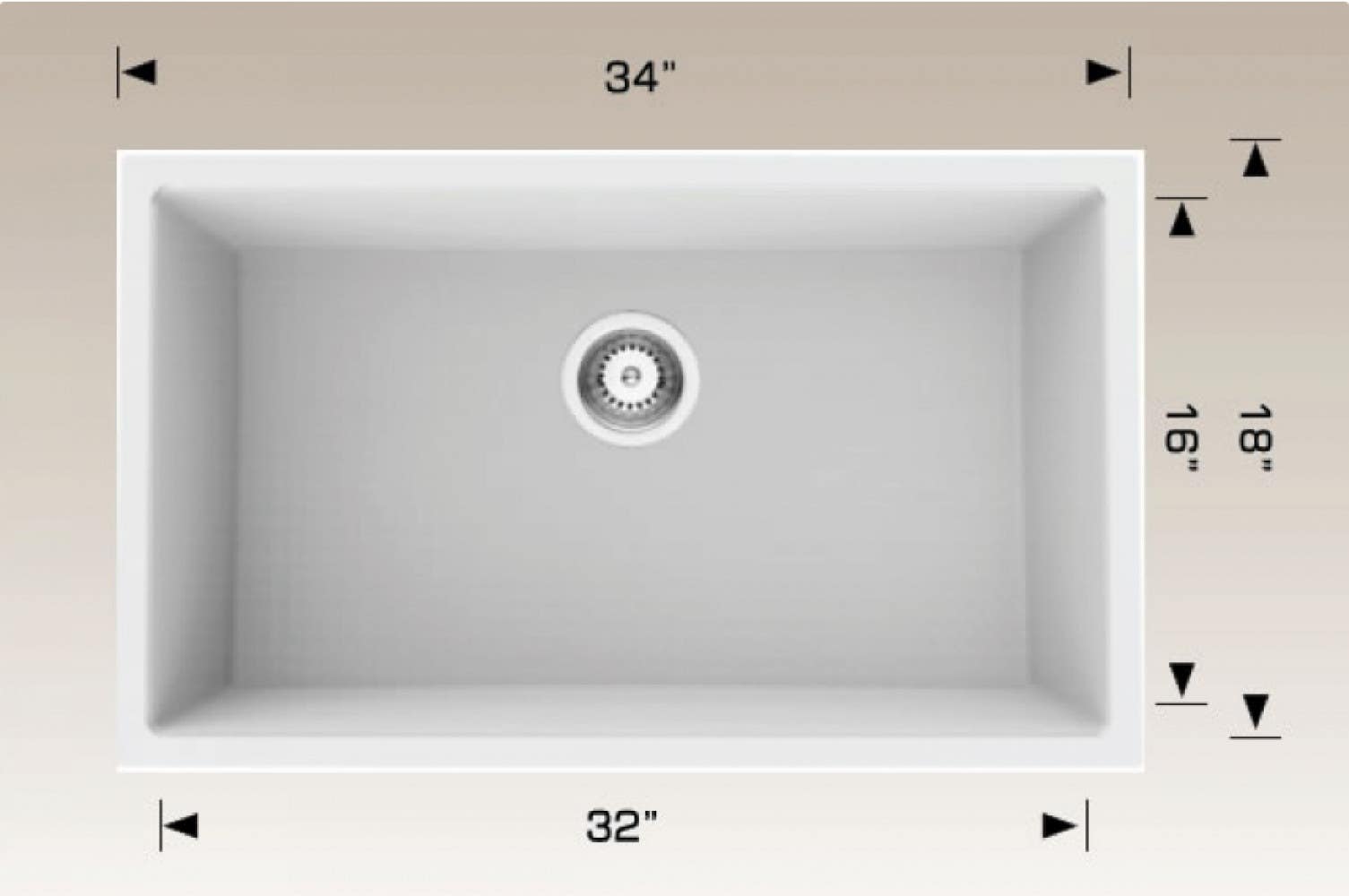 American Imaginations AI-34477 34-in. W CSA Approved White Granite Composite Kitchen Sink With 1 Bowl