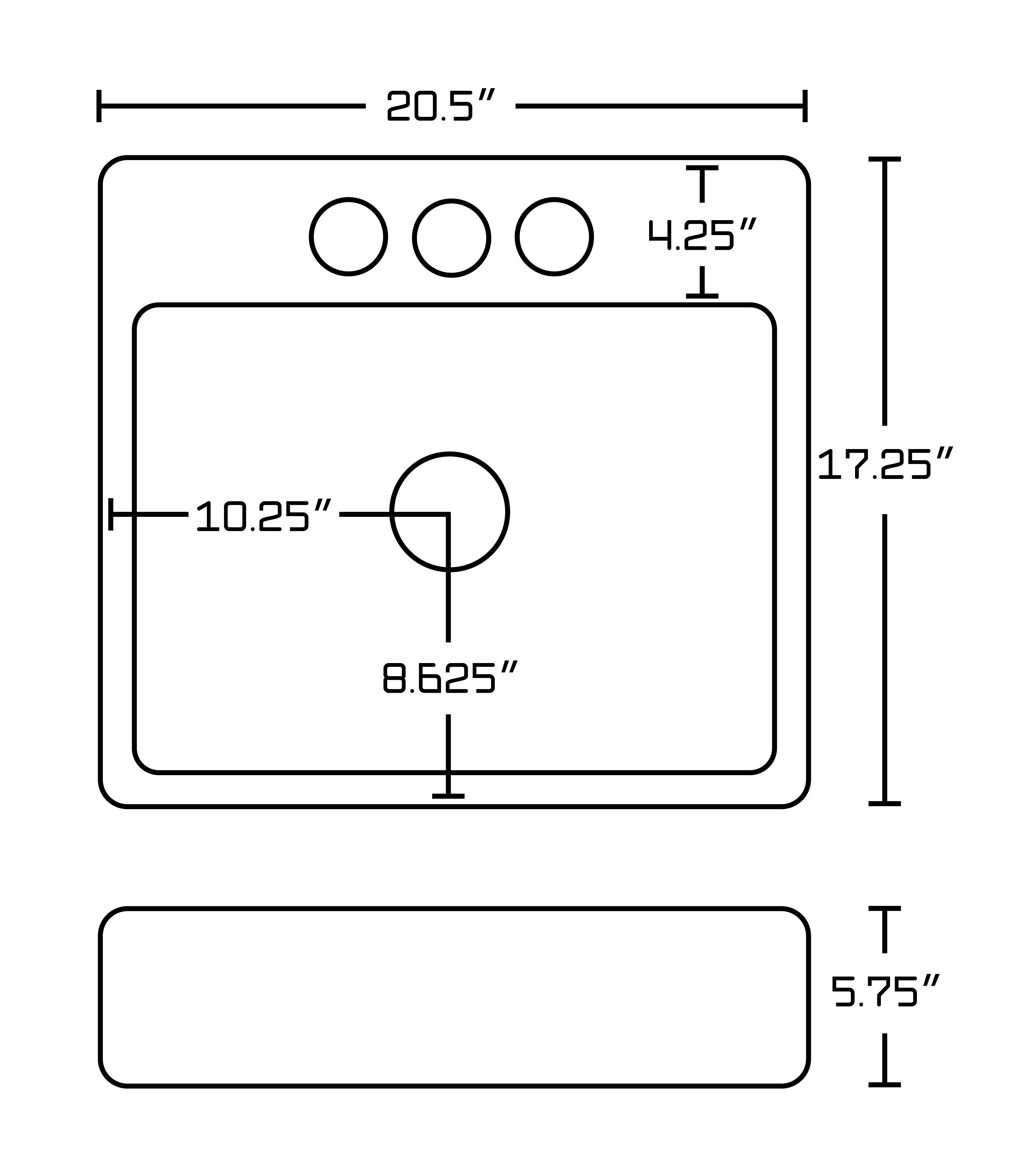 American Imaginations AI-27773 20.5-in. W Above Counter White Bathroom Vessel Sink For 3H4-in. Center Drilling