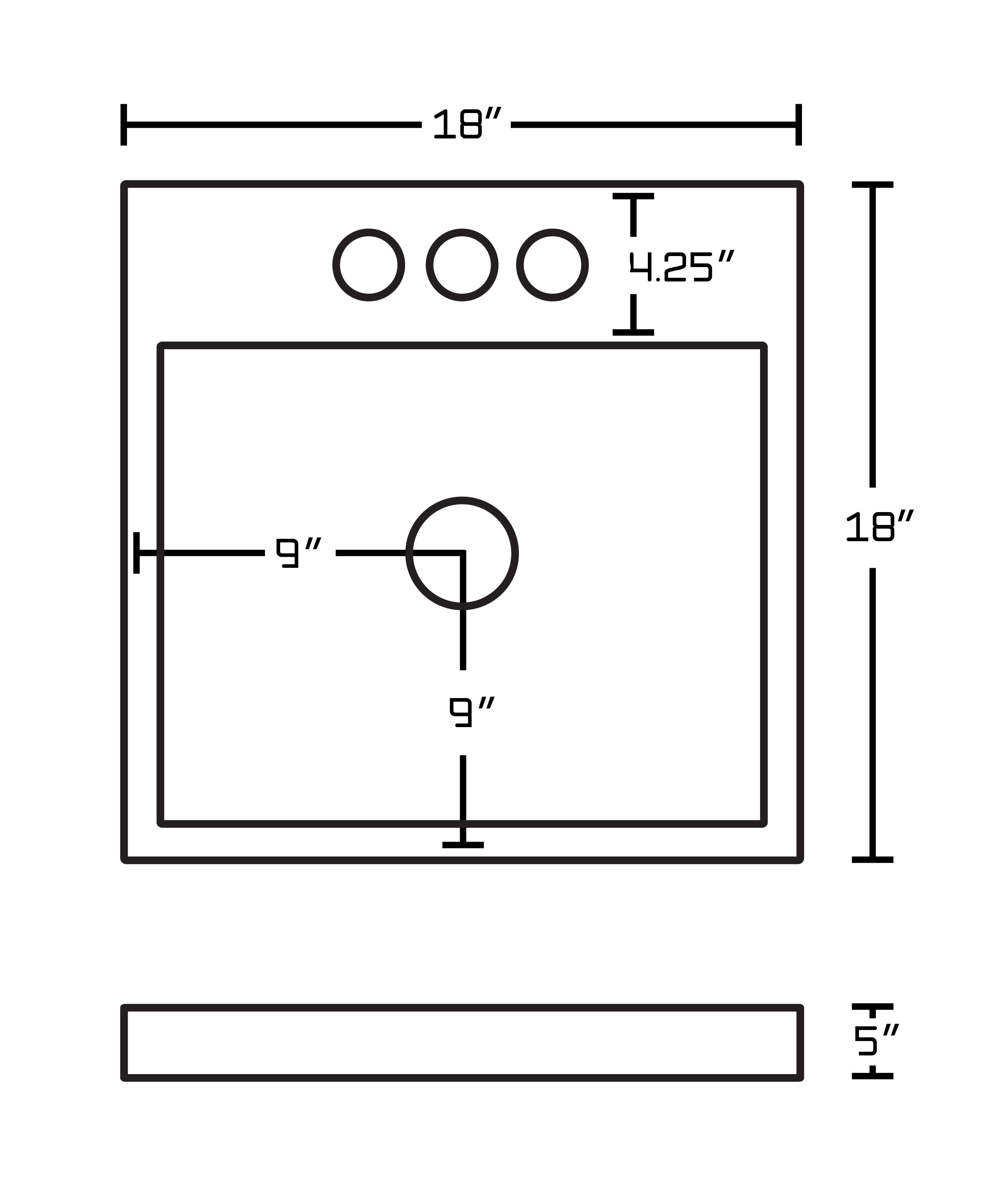 American Imaginations AI-27778 18-in. W Above Counter White Bathroom Vessel Sink For 3H8-in. Center Drilling