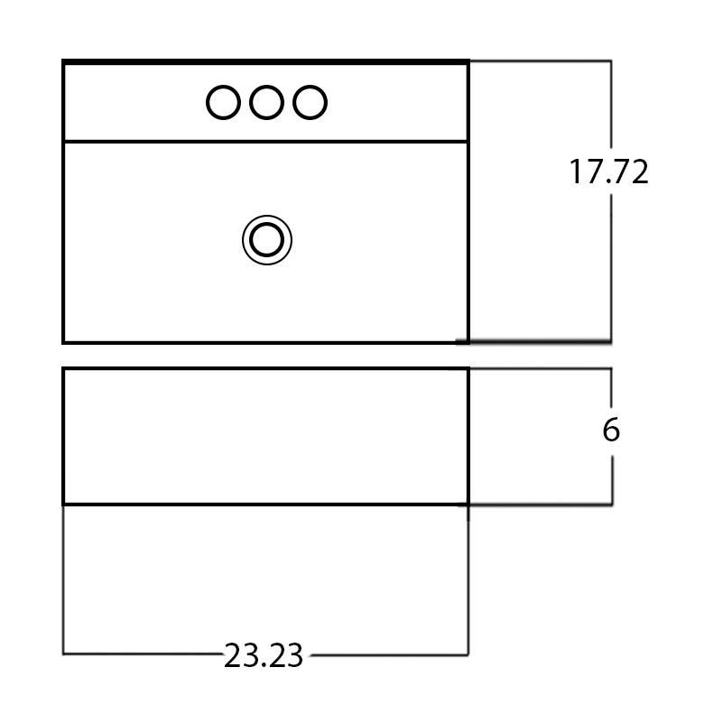 American Imaginations AI-28275 23.23-in. W Above Counter White Bathroom Vessel Sink For 3H4-in. Center Drilling