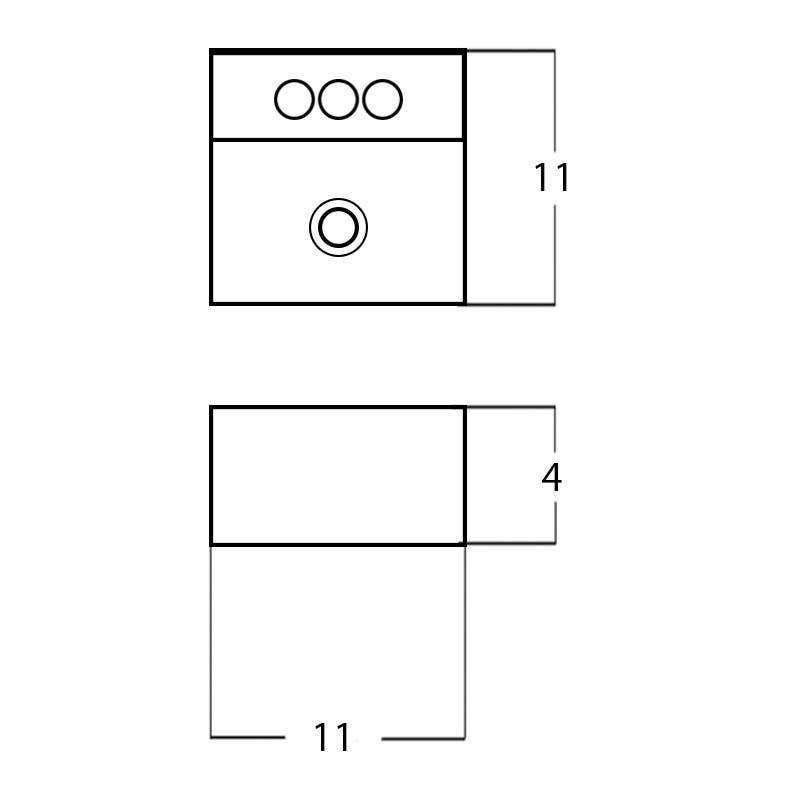 American Imaginations AI-28288 11-in. W Above Counter White Bathroom Vessel Sink For 3H4-in. Center Drilling
