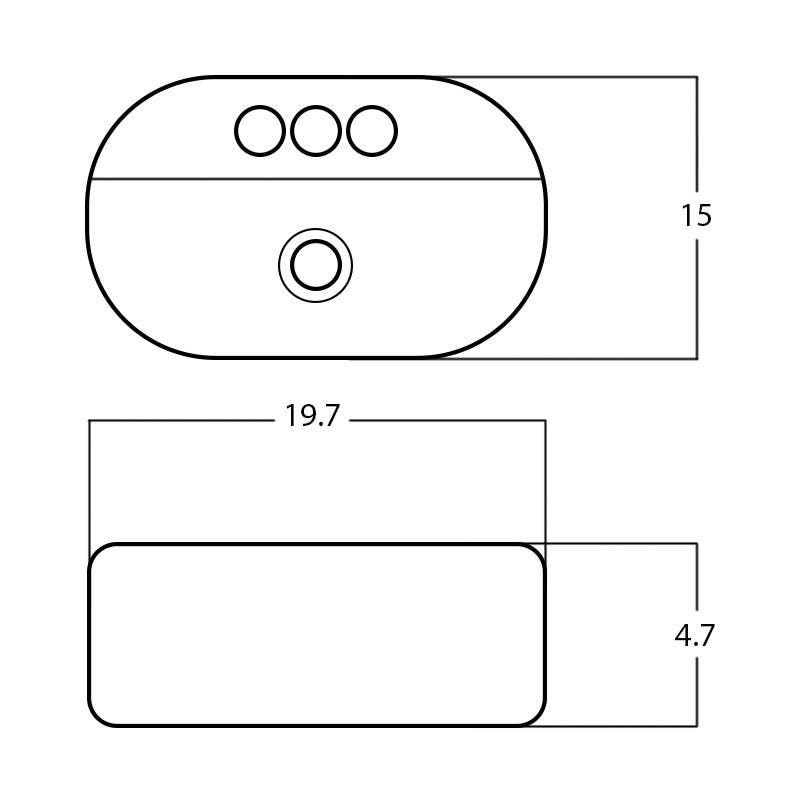 American Imaginations AI-28294 19.7-in. W Above Counter White Bathroom Vessel Sink For 3H4-in. Center Drilling