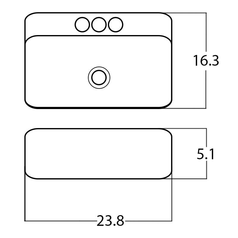 American Imaginations AI-28298 23.8-in. W Above Counter White Bathroom Vessel Sink For 3H4-in. Center Drilling