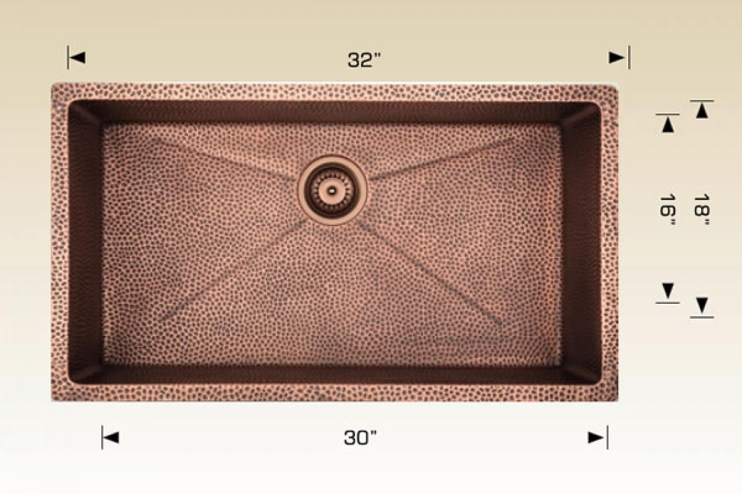 American Imaginations AI-34415 32-in. W CSA Approved Copper Kitchen Sink With 1 Bowl And 16 Gauge