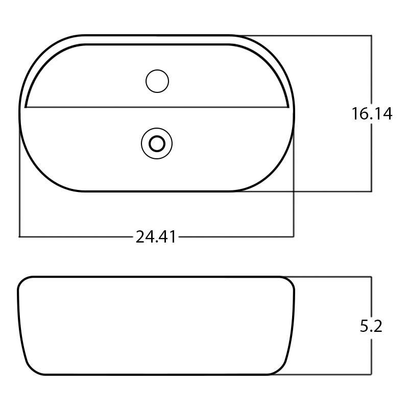 American Imaginations AI-27943 24.41-in. W Above Counter White Bathroom Vessel Sink For 1 Hole Center Drilling