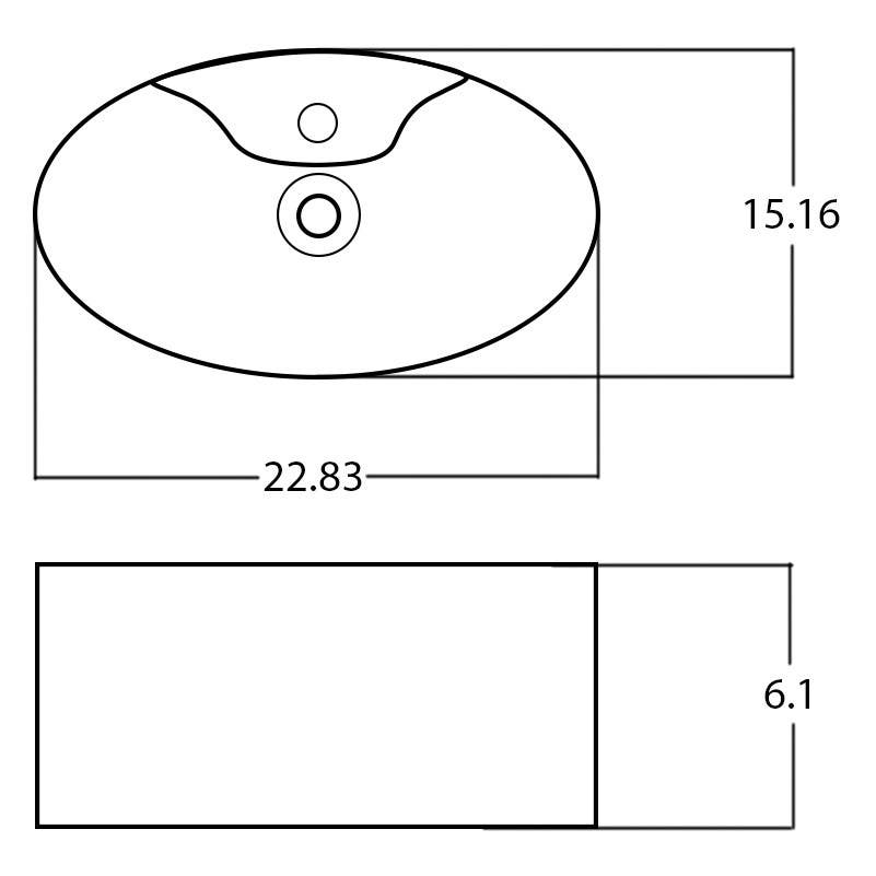American Imaginations AI-27950 22.83-in. W Above Counter White Bathroom Vessel Sink For 1 Hole Center Drilling