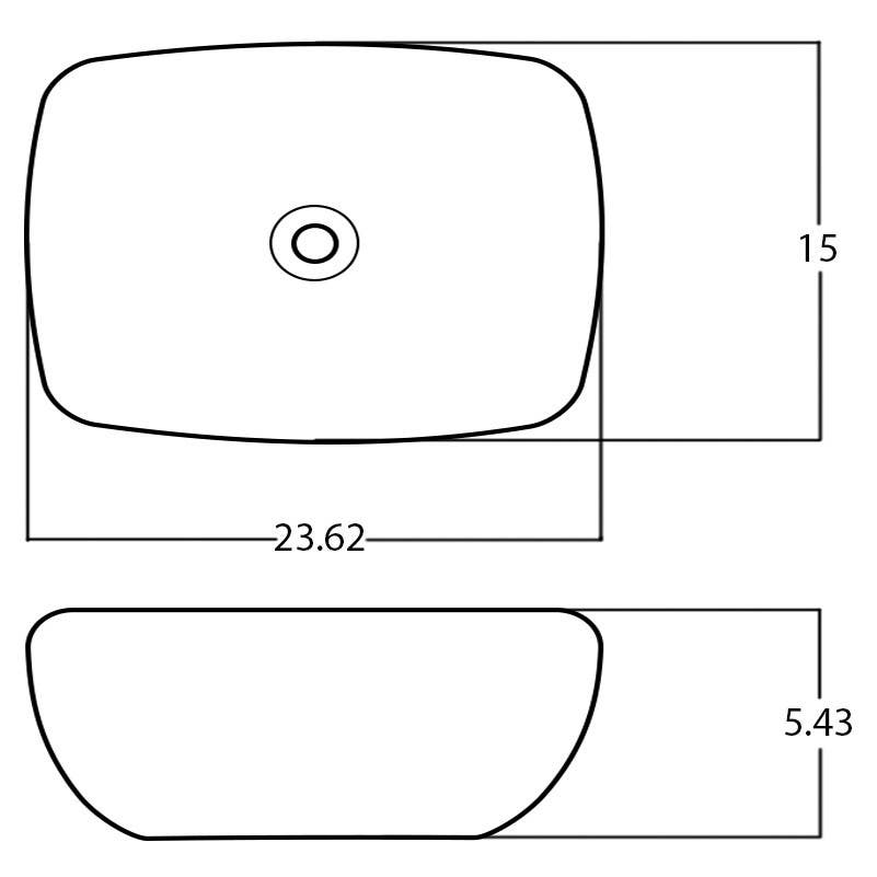 American Imaginations AI-28064 23.62-in. W Above Counter White Bathroom Vessel Sink For Wall Mount Wall Mount Drilling